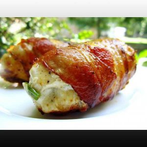 Bacon Wrapped, Cream Cheese Stuffed Chicken Breasts 